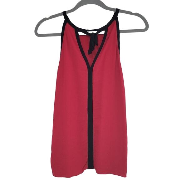 Gap Red Sleeveless Top Black Trim Tie Back Casual Blouse XS - Picture 2 of 7